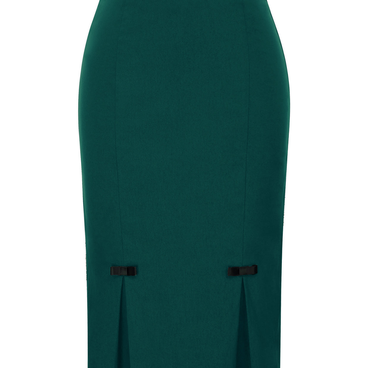 belle poque Vintage Bow-Knot Decorated Hips-Wrapped Bodycon Pencil Skirt Green