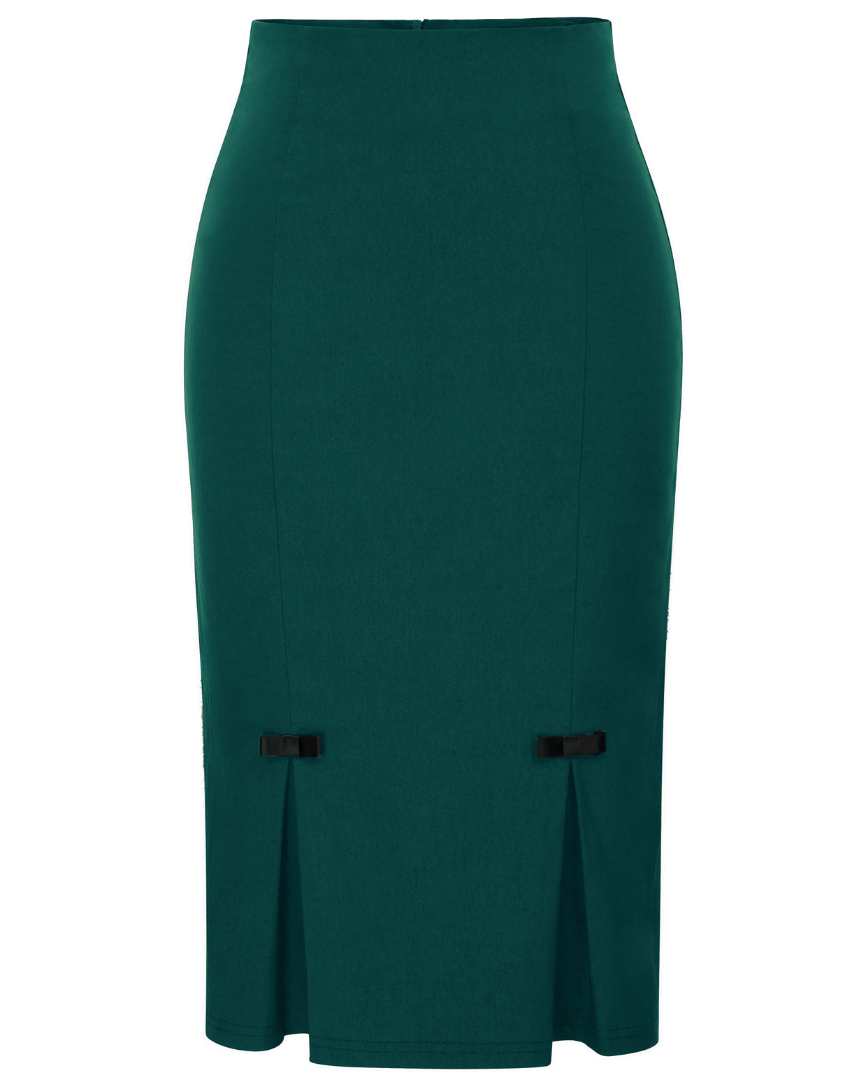 belle poque Vintage Bow-Knot Decorated Hips-Wrapped Bodycon Pencil Skirt Green