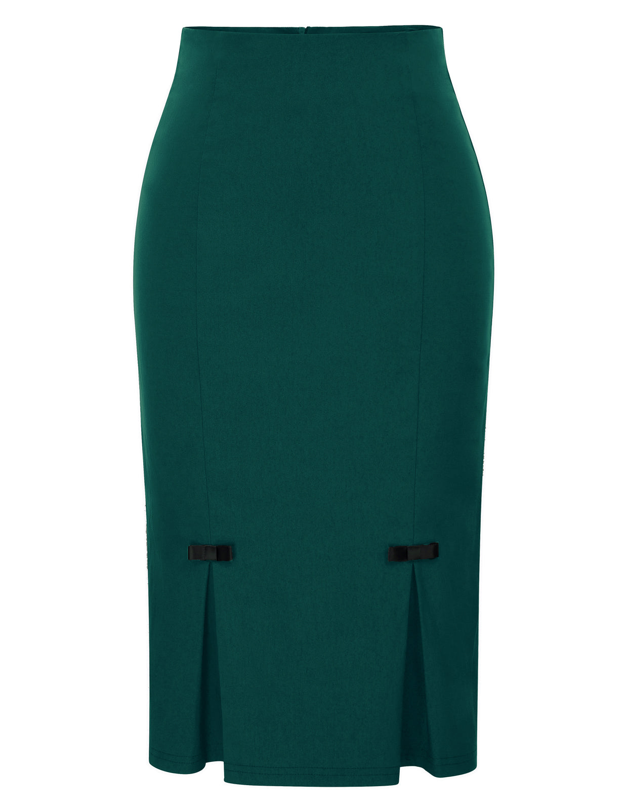 belle poque Vintage Bow-Knot Decorated Hips-Wrapped Bodycon Pencil Skirt Green
