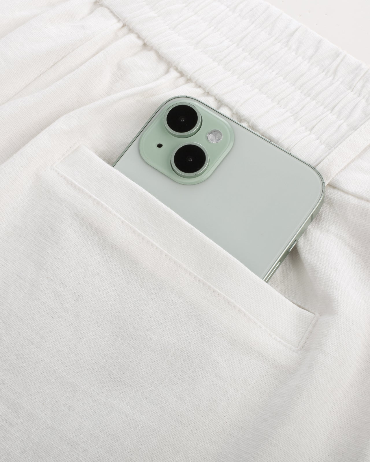 belle poque Elastic Waist Fold-up Leg Opening Cotton Shorts with Belt