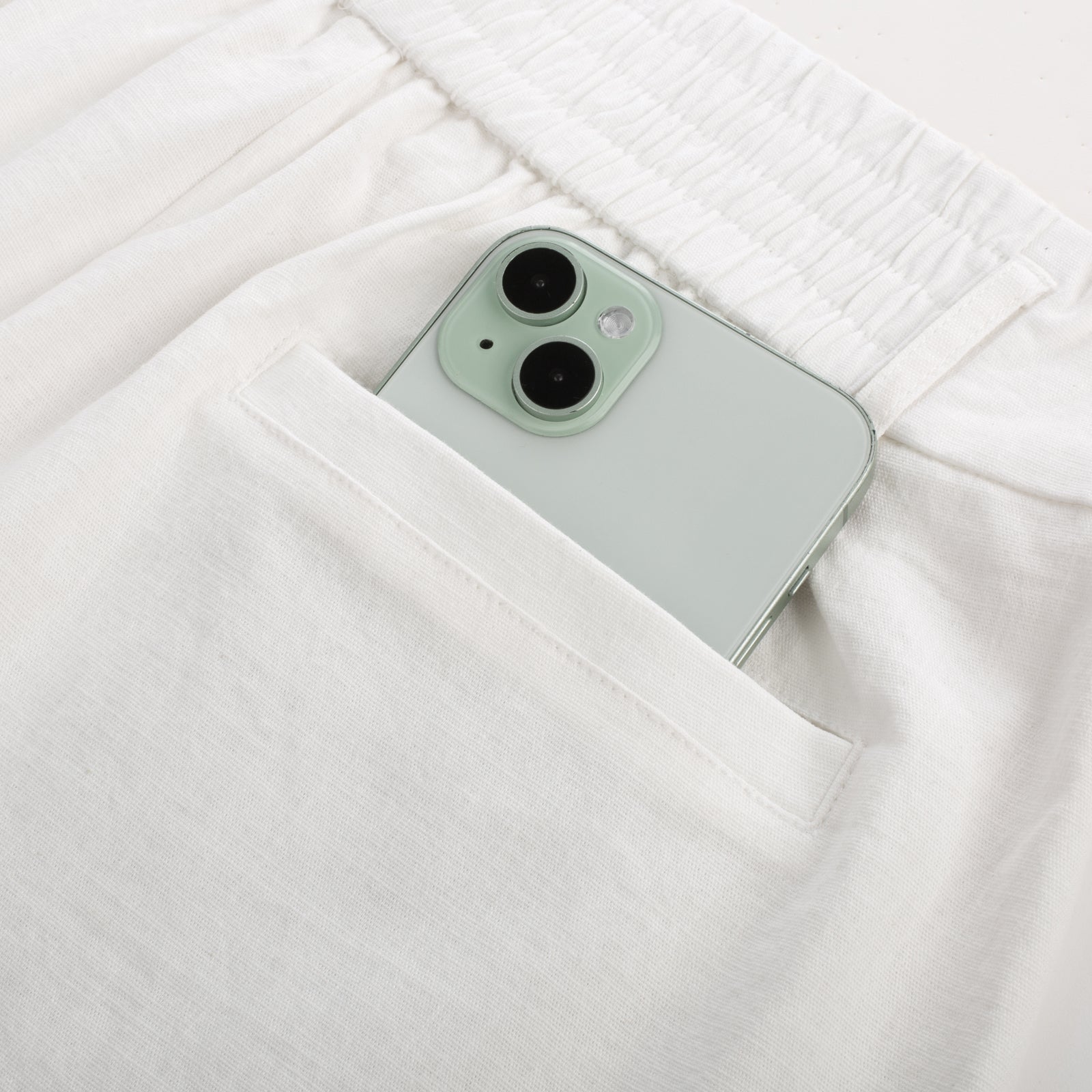 belle poque Elastic Waist Fold-up Leg Opening Cotton Shorts with Belt