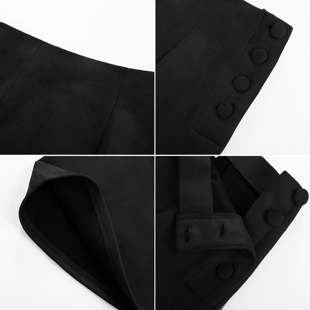 belle poque Women Mini Skirt Bodycon Mini Skirt Suede Skirts with Botton