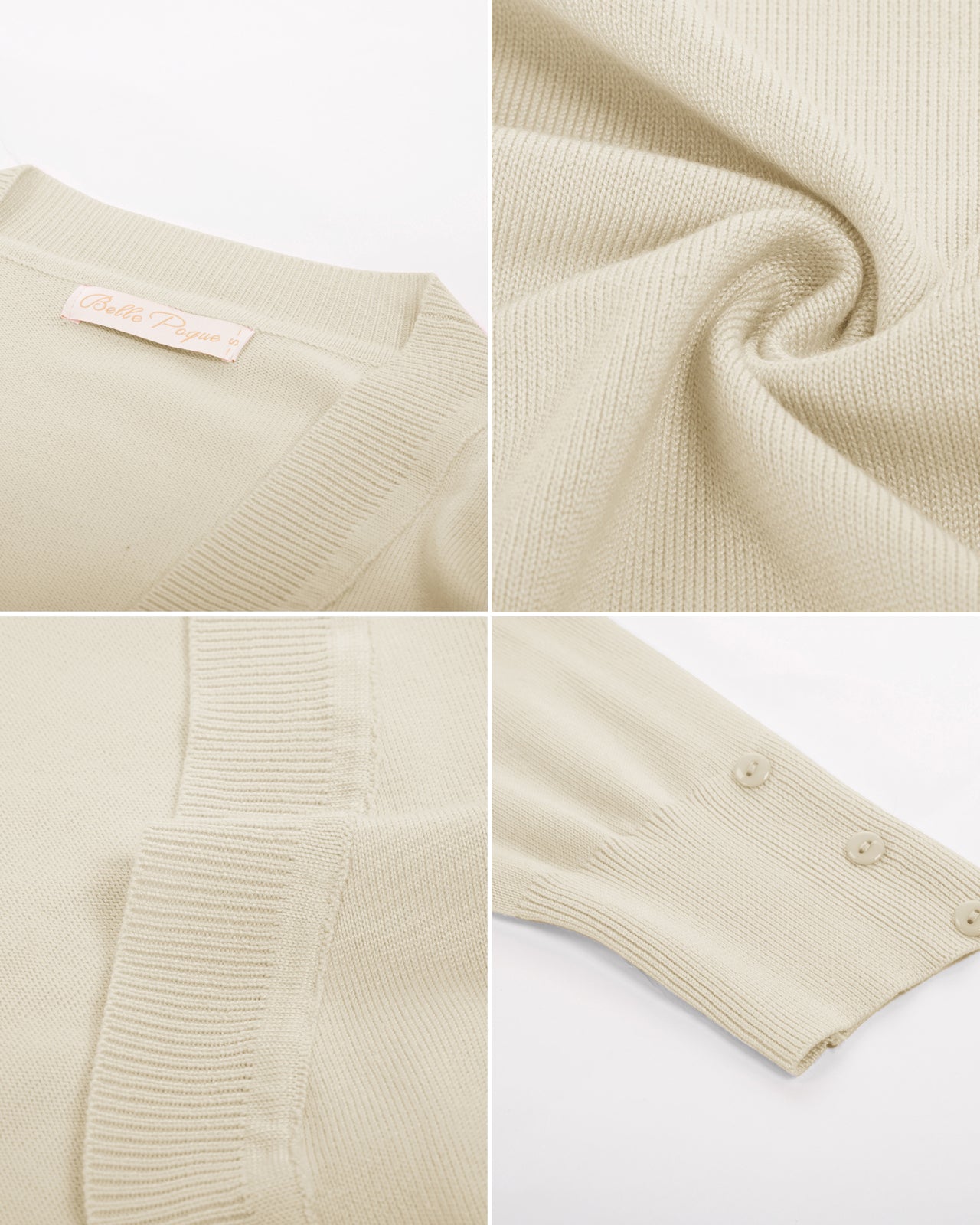 belle poque 3/4 Sleeve Bolero Shrug Open Front Knit Cropped Cardigan Sweater