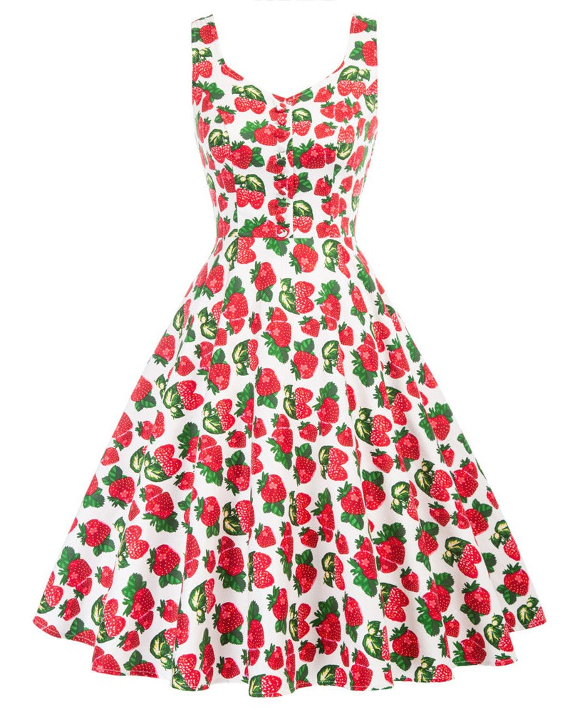 belle poque 1950s Retro Vintage Sleeveless Homecoming Dresses Cocktail Party Strawberry
