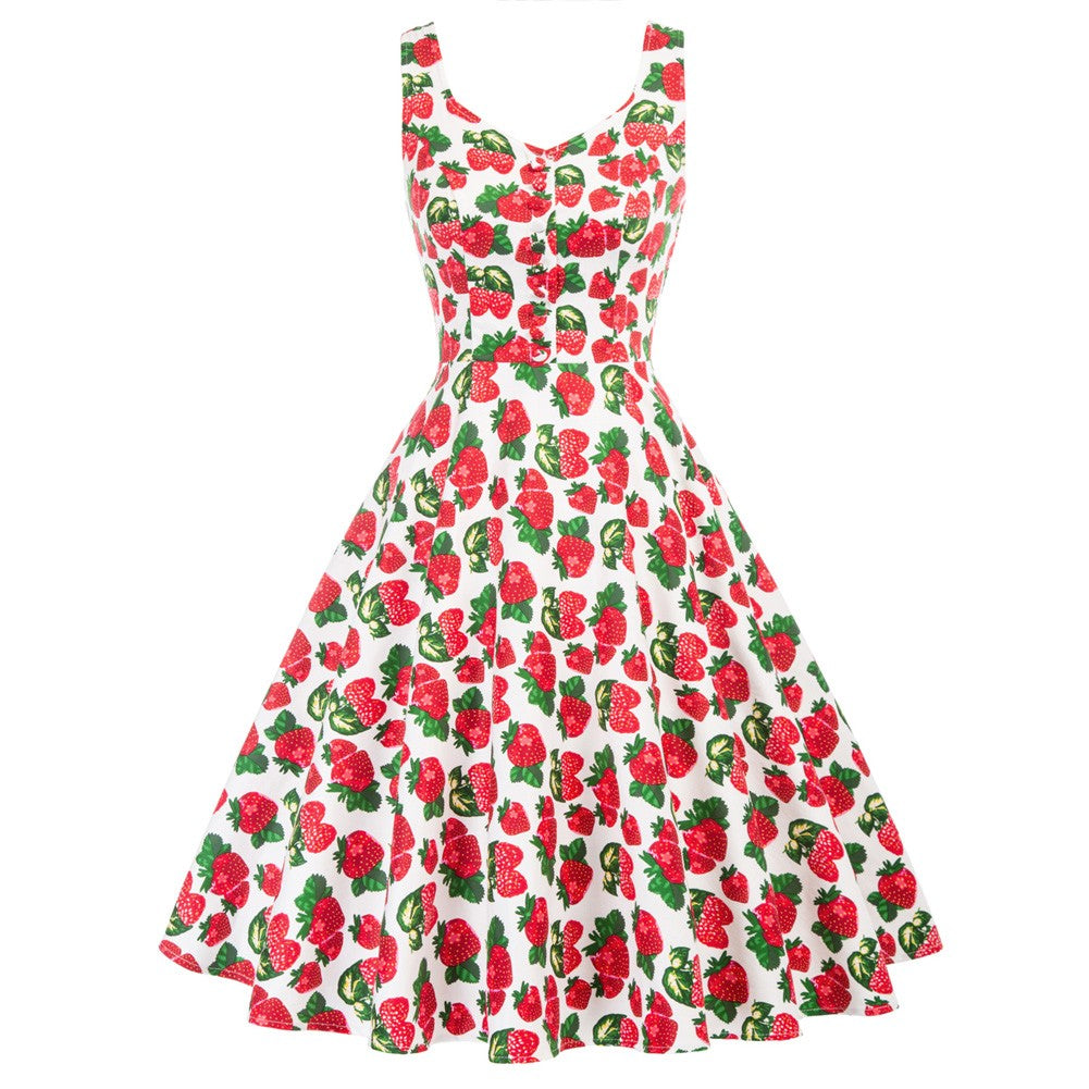 belle poque 1950s Retro Vintage Sleeveless Homecoming Dresses Cocktail Party Strawberry