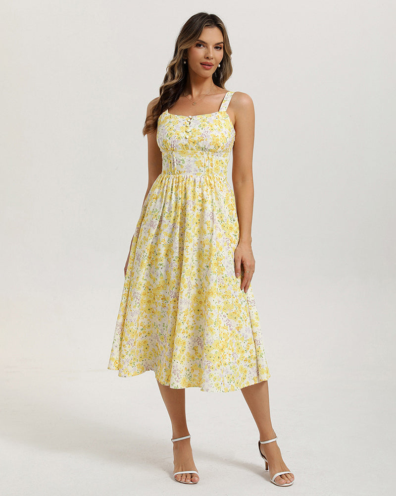 belle poque 2026 Vacation Floral Dress for Women Sundress Midi Flowy Beach Dresses
