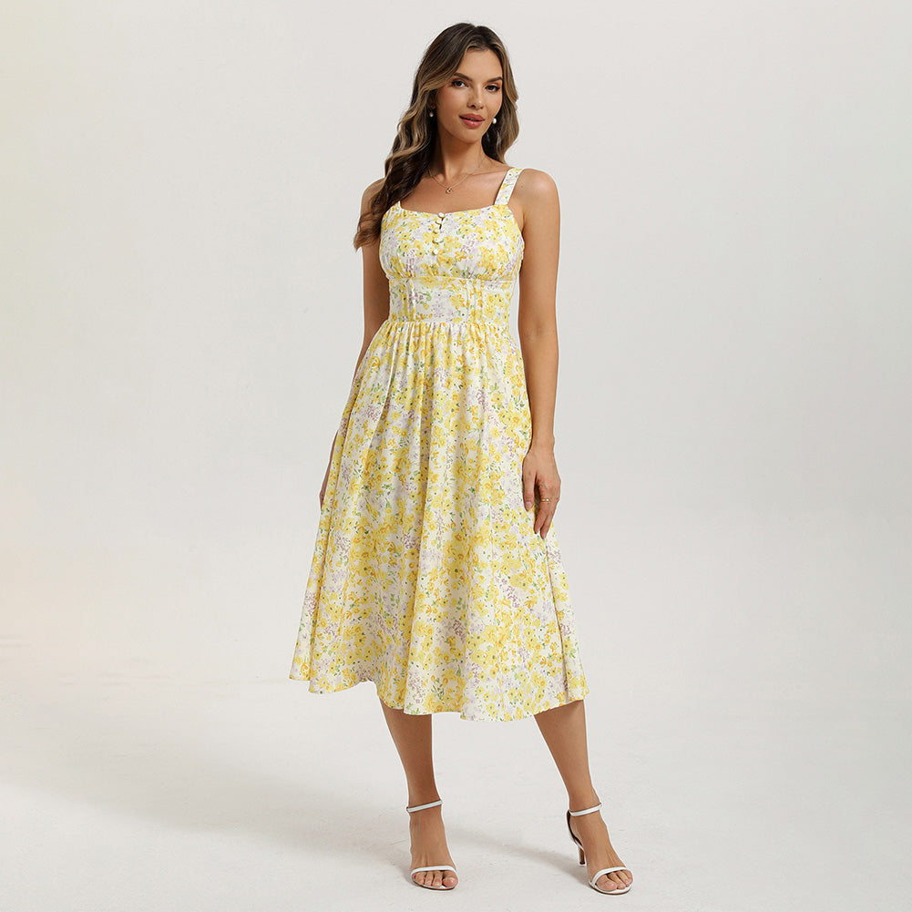 belle poque 2026 Vacation Floral Dress for Women Sundress Midi Flowy Beach Dresses