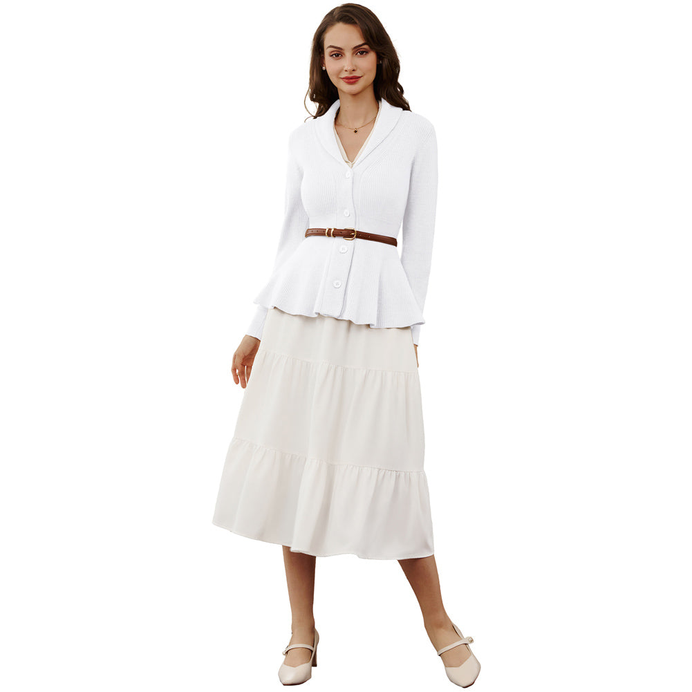 belle poque Vintage Cardigan Sweater Shawl Lapel Button Down Sweater Outwear Coat