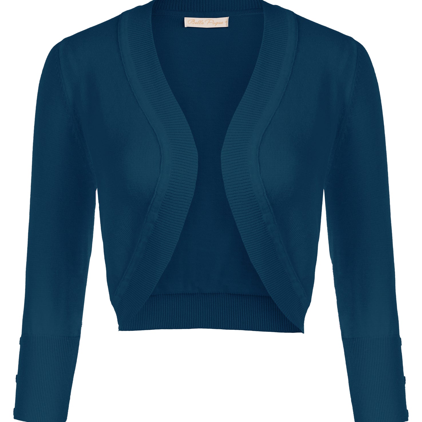 belle poque 3/4 Sleeve Bolero Shrug Open Front Knit Cropped Cardigan Sweater Deep Blue