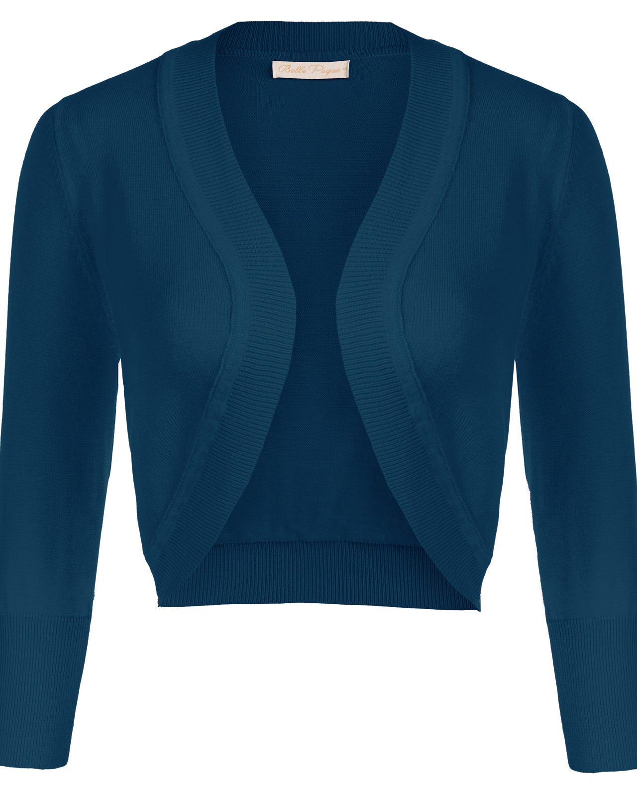 belle poque 3/4 Sleeve Bolero Shrug Open Front Knit Cropped Cardigan Sweater Deep Blue