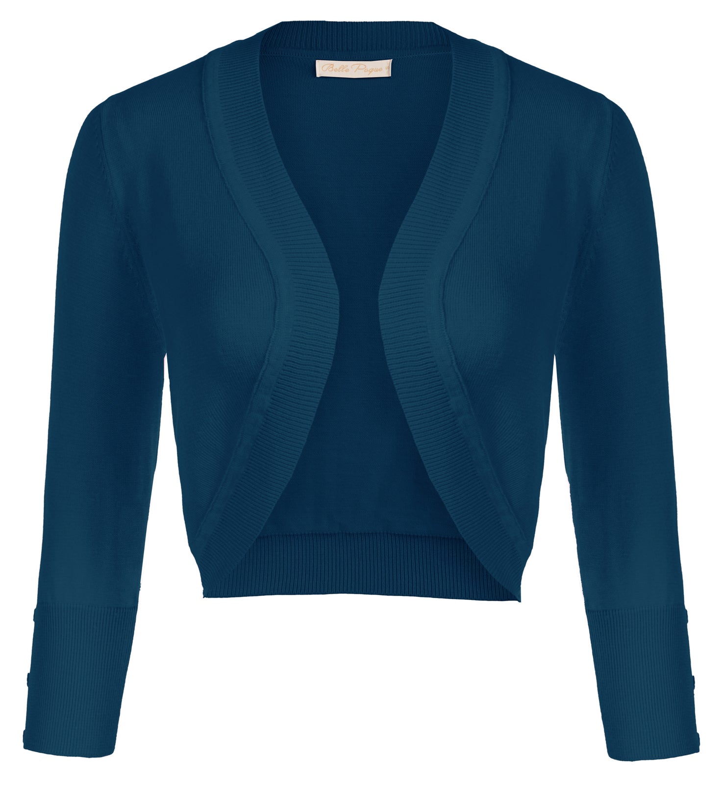 belle poque 3/4 Sleeve Bolero Shrug Open Front Knit Cropped Cardigan Sweater Deep Blue