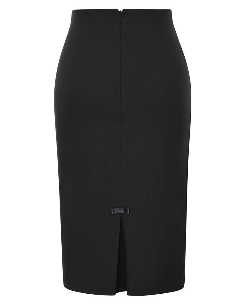 belle poque Vintage Bow-Knot Decorated Hips-Wrapped Bodycon Pencil Skirt