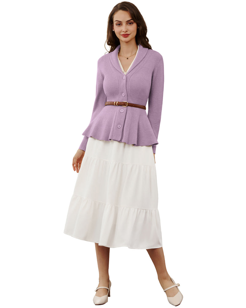 belle poque Vintage Cardigan Sweater Shawl Lapel Button Down Sweater Outwear Coat