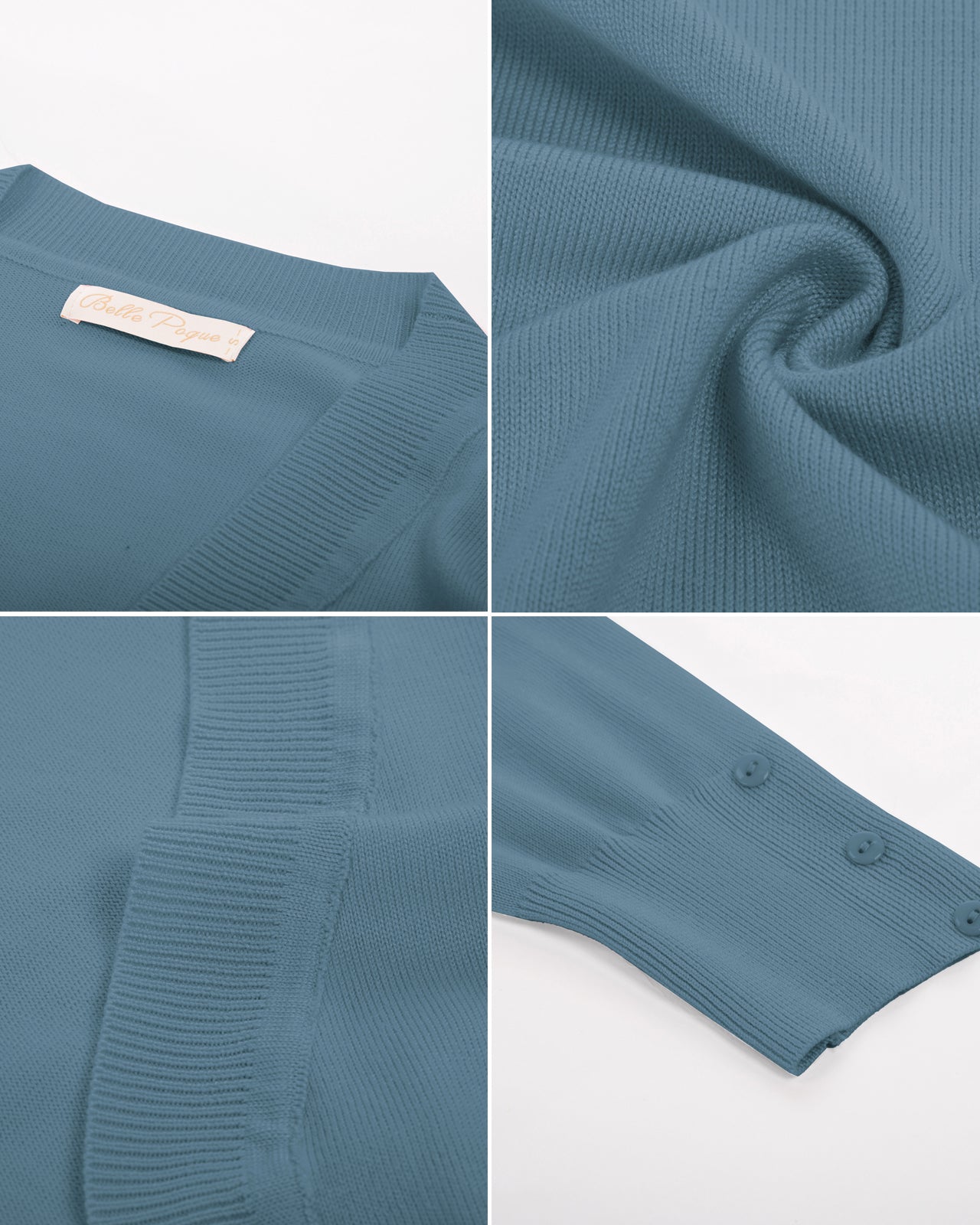 belle poque 3/4 Sleeve Bolero Shrug Open Front Knit Cropped Cardigan Sweater