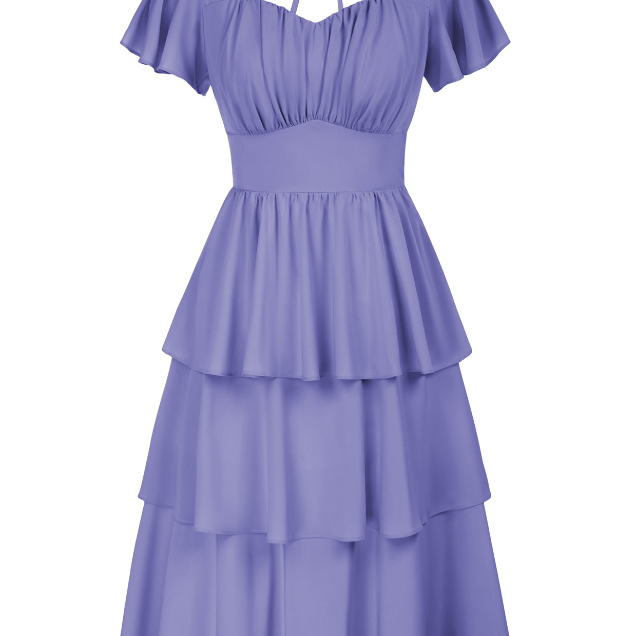 belle poque Floral Print Tiered Ruffle Dress 2026 Summer Vintage A-line Swing Midi Dress Purple2