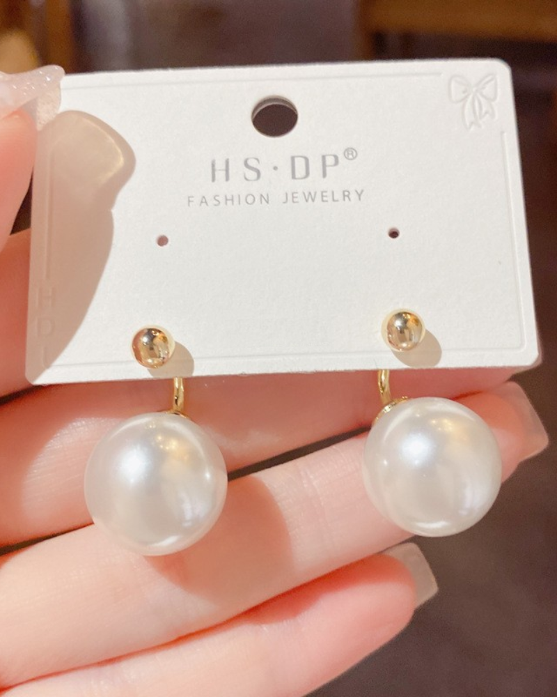 belle poque Vintage Pearl 925 Silver Needle Earrings Classic Pearl Decorative Earrings Big Pearl