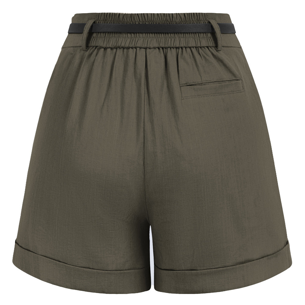 belle poque 2026 Spring Summer Classic Bermuda Short Wide Leg Shorts with Pockets & Belts