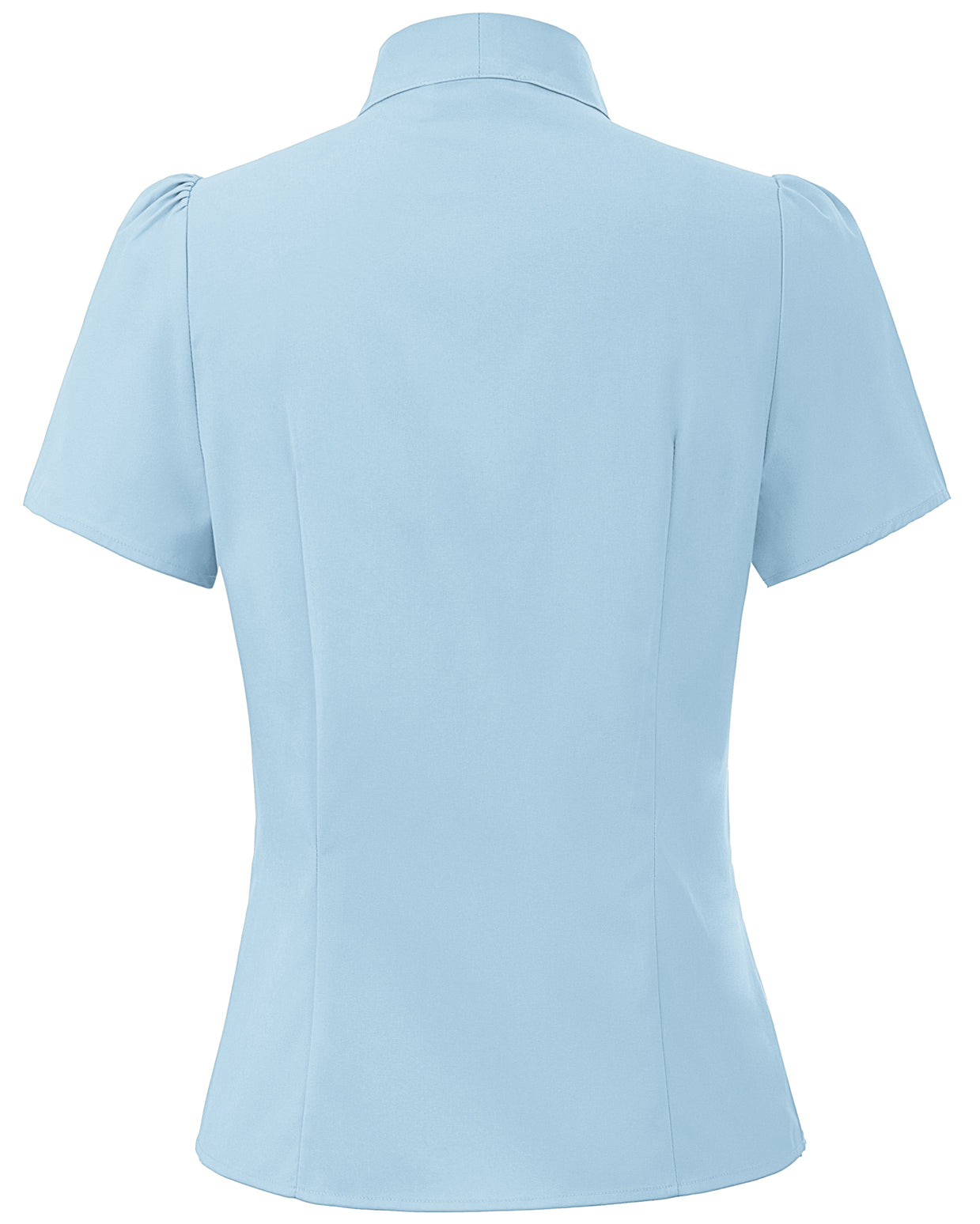 belle poque Summer Short Sleeve Office Button Down Blouse Stripe Shirt Tops with Bow Tie