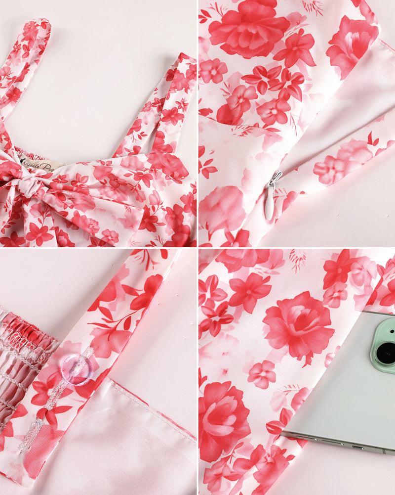 belle poque 2026 Womens Summer Dresses Floral Corset Dress Tie Front Cottagecore Dress