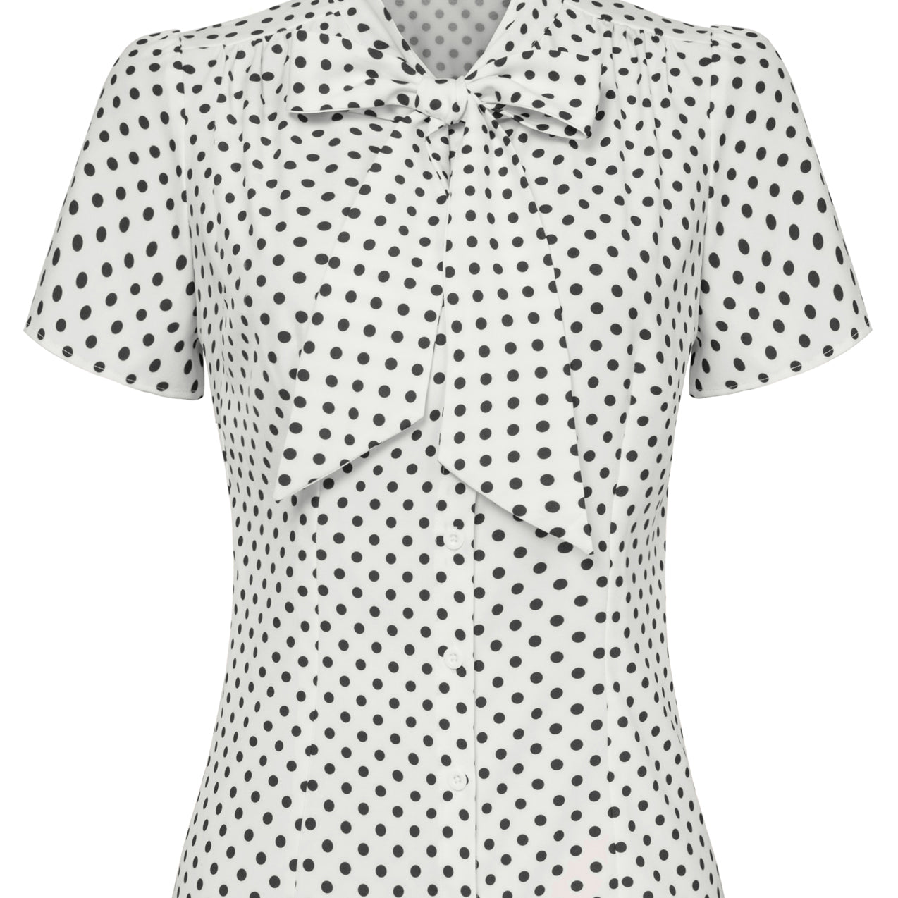 belle poque Summer Short Sleeve Office Button Down Blouse Stripe Shirt Tops with Bow Tie