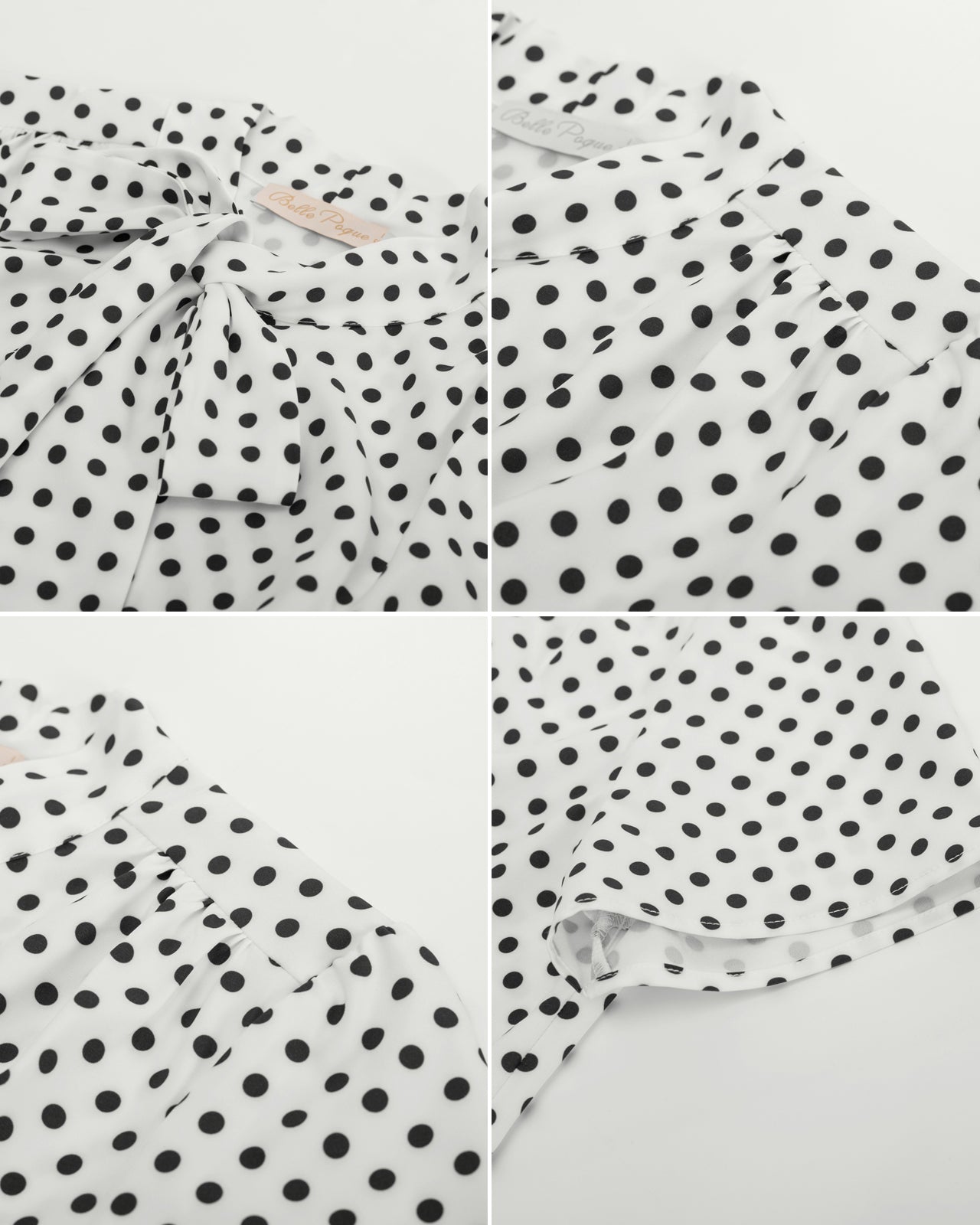 belle poque Summer Short Sleeve Office Button Down Blouse Stripe Shirt Tops with Bow Tie