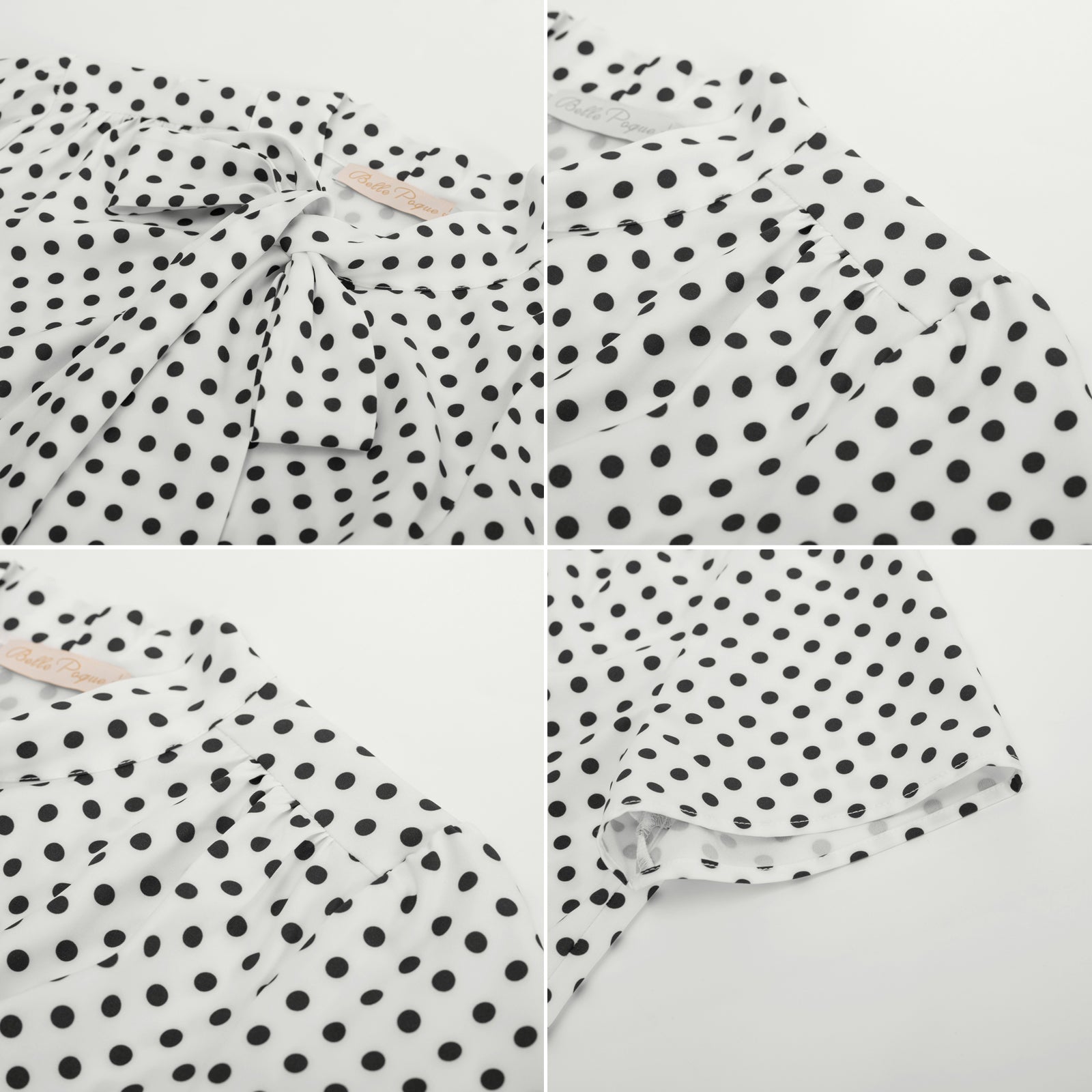 belle poque Summer Short Sleeve Office Button Down Blouse Stripe Shirt Tops with Bow Tie