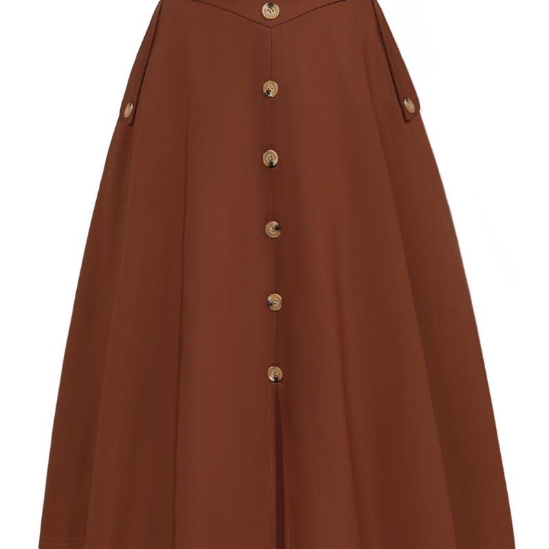 belle poque Vintage A-Line Skirt Midi Skirt Casual Skirt High Waisted Midi Party Skirt Basic A-Line Skirt Chocolate