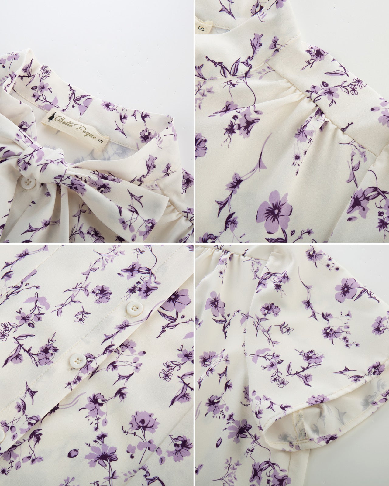 belle poque Summer Short Sleeve Office Button Down Blouse Stripe Shirt Tops with Bow Tie