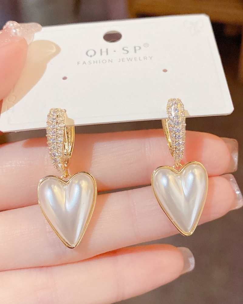 belle poque Vintage Pearl 925 Silver Needle Earrings Classic Pearl Decorative Earrings Love