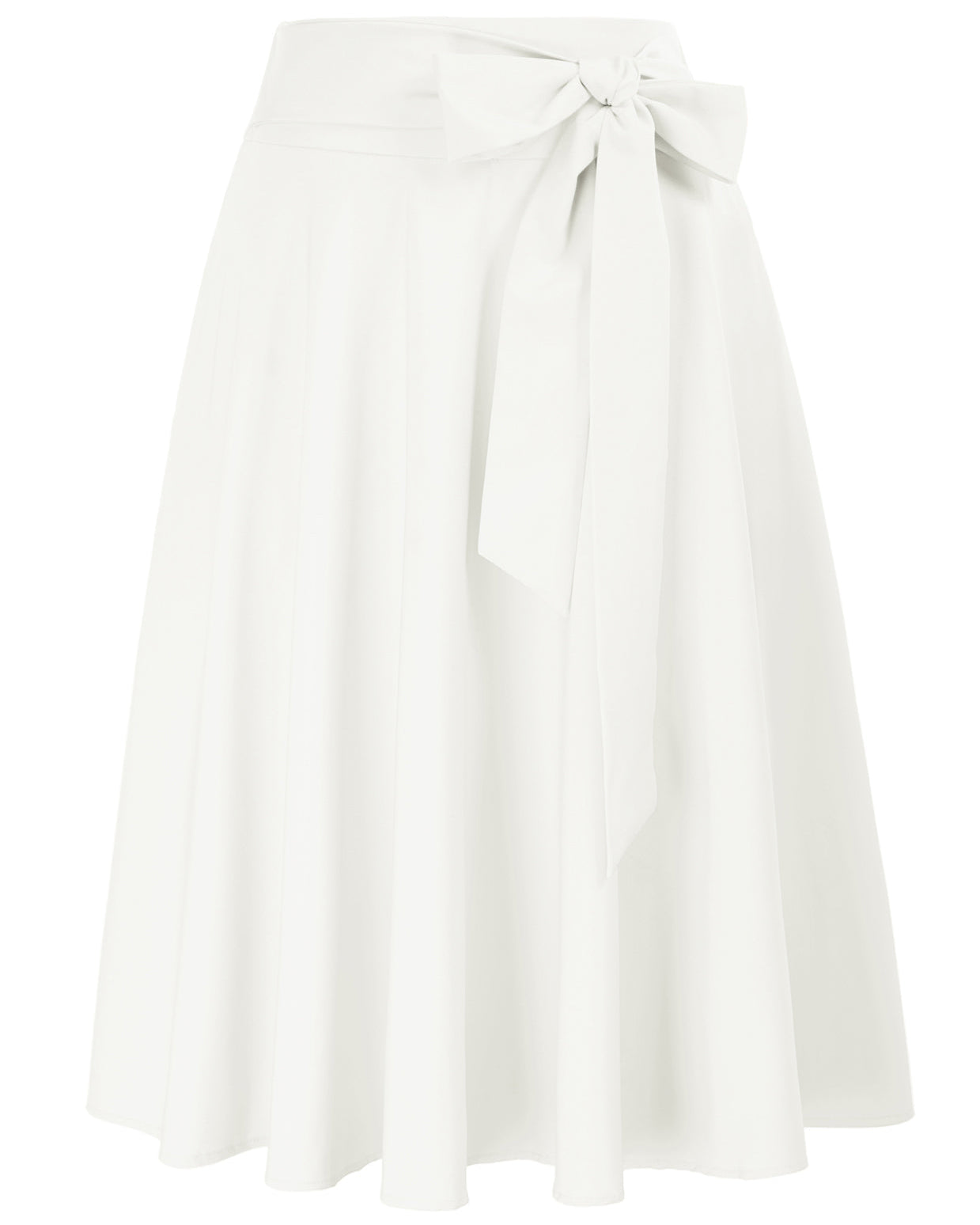 belle poque Women's High Waist A-Line Pockets Skirt Skater Flared Midi Skirt White