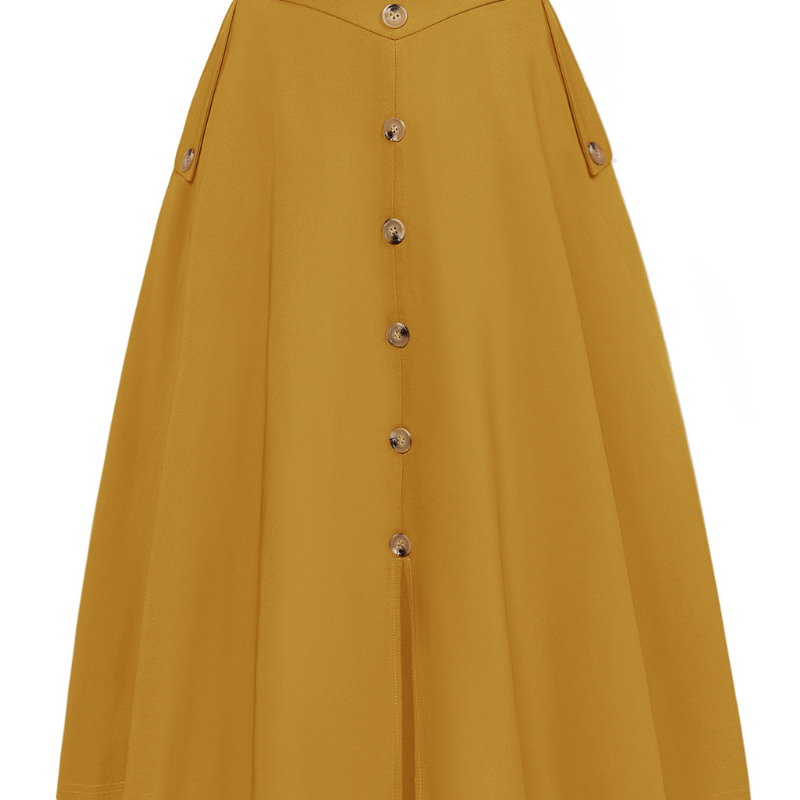 belle poque Vintage A-Line Skirt Midi Skirt Casual Skirt High Waisted Midi Party Skirt Basic A-Line Skirt Golden Rod