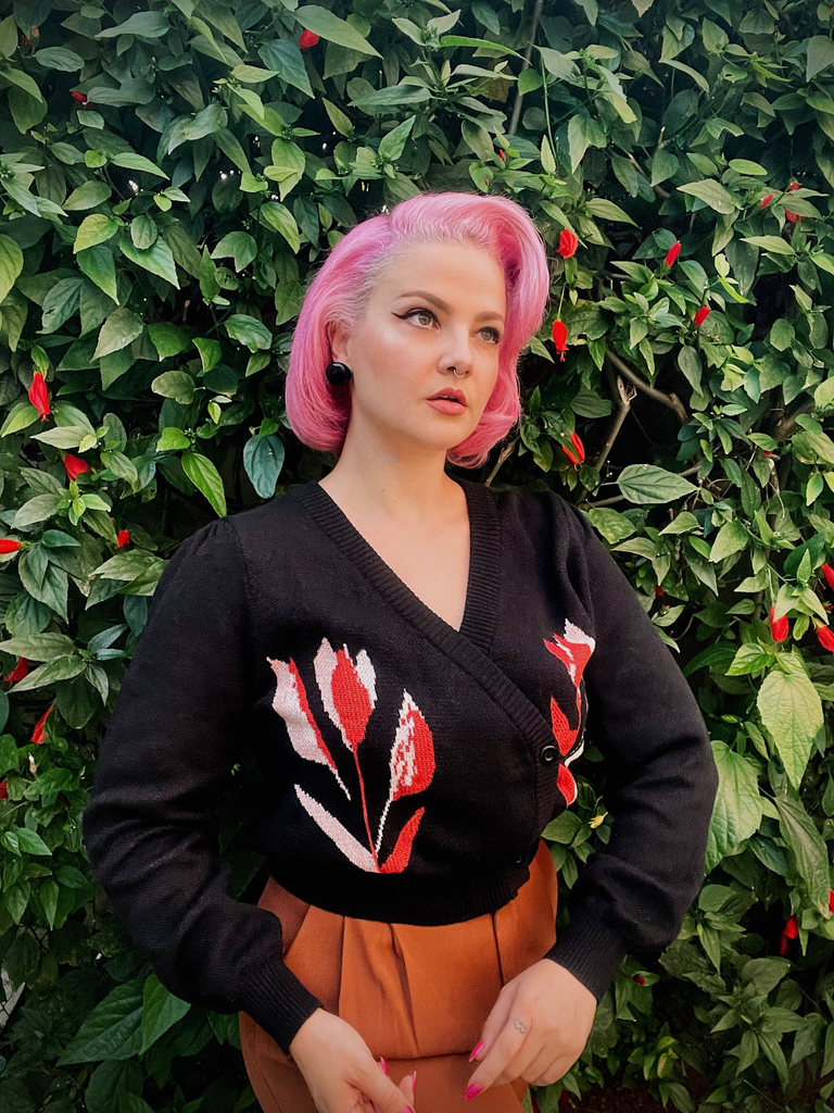 belle poque Seckill Offer⌛Wrap V Neck Long Sleeve Tulip Cropped Knit Cardigan Sweater