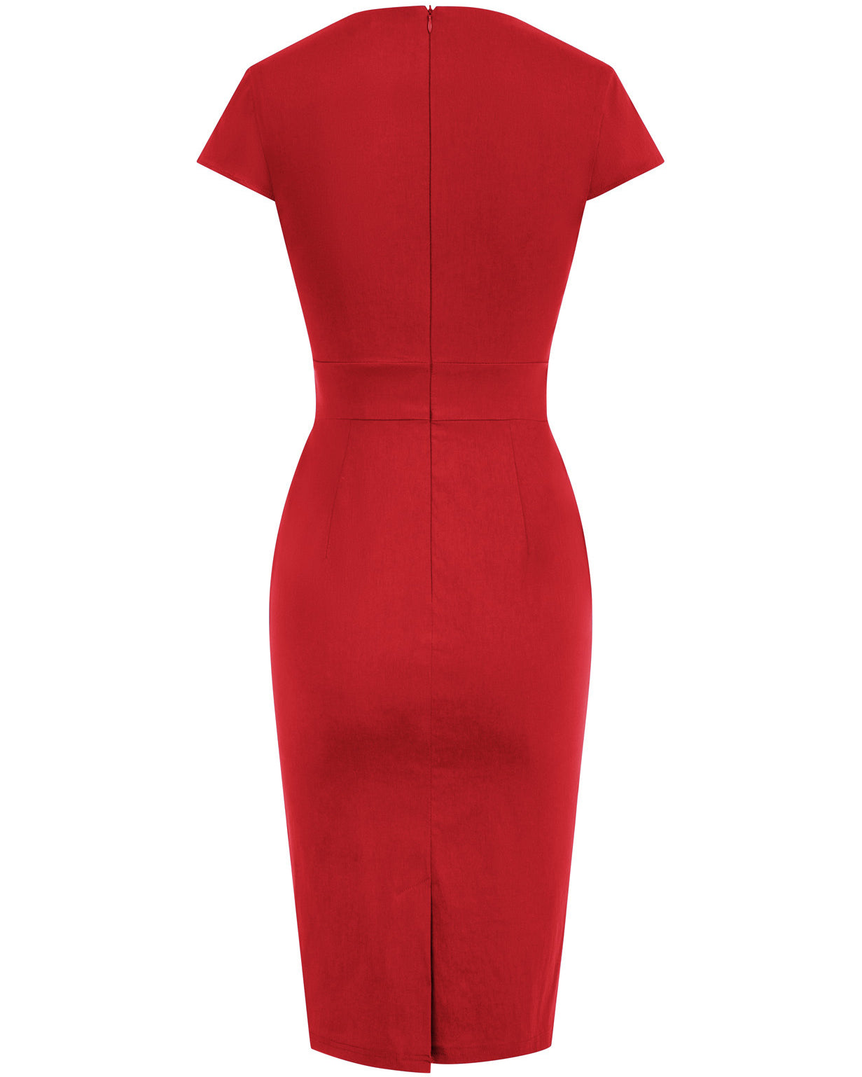 belle poque Vintage Cap Sleeve High Stretchy Hips-Wrapped Bodycon Pencil Dress