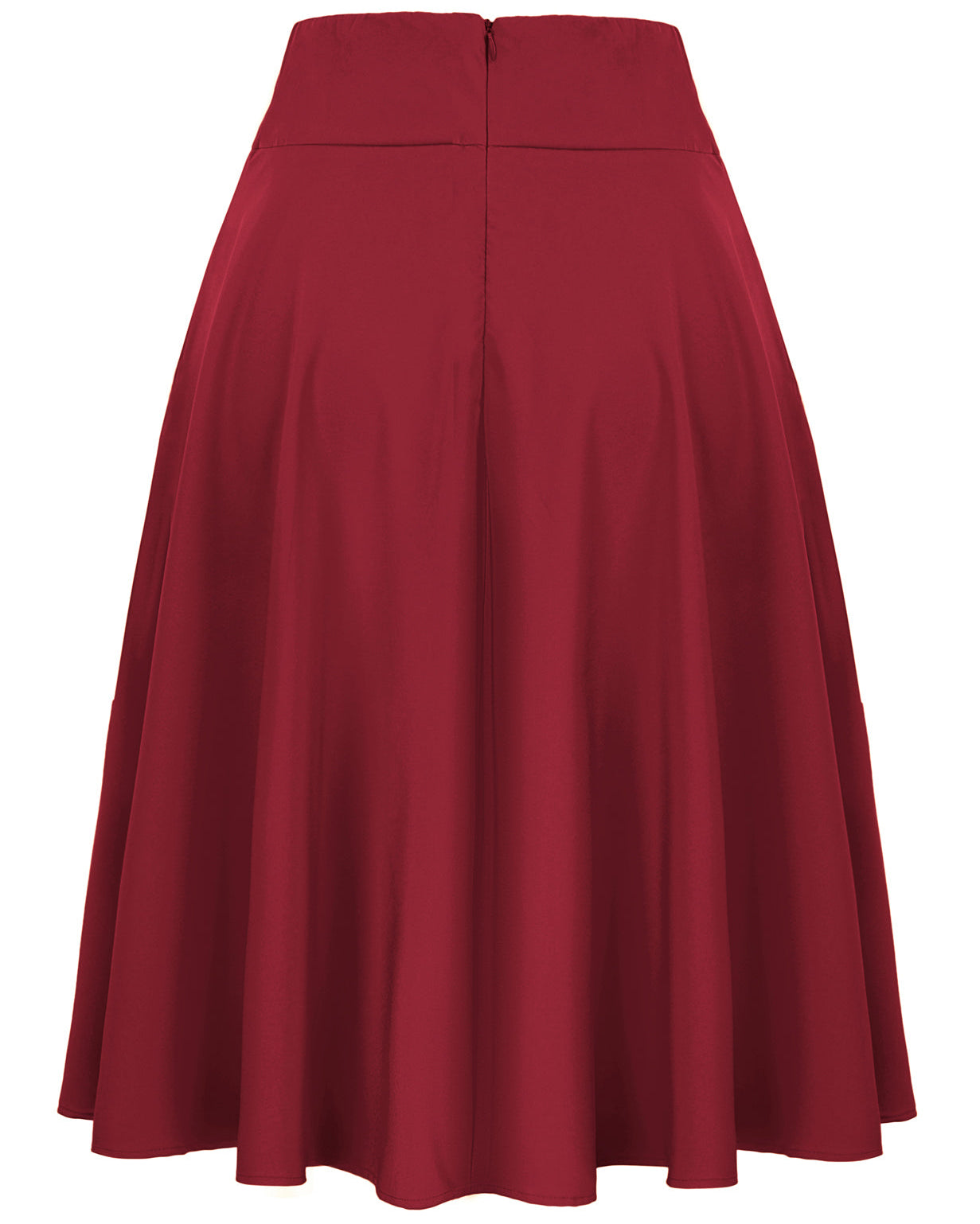 belle poque Women's High Waist A-Line Pockets Skirt Skater Flared Midi Skirt