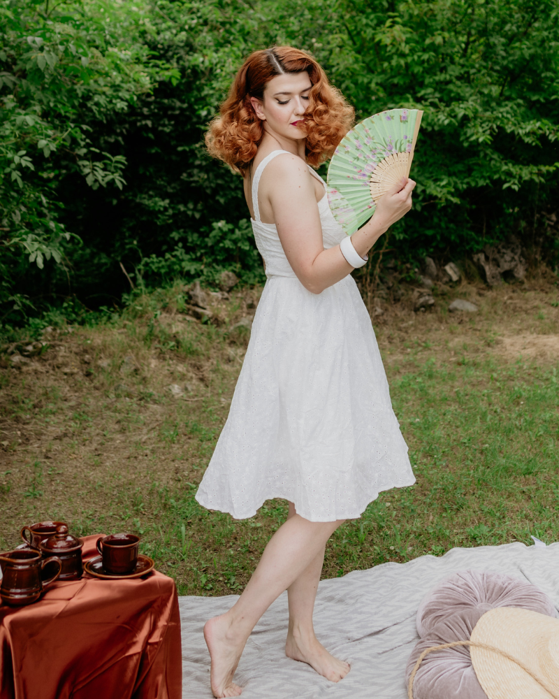 belle poque Fans Look of Two-Way Defined Waist Dress Ruched Bodice A-Line Dress