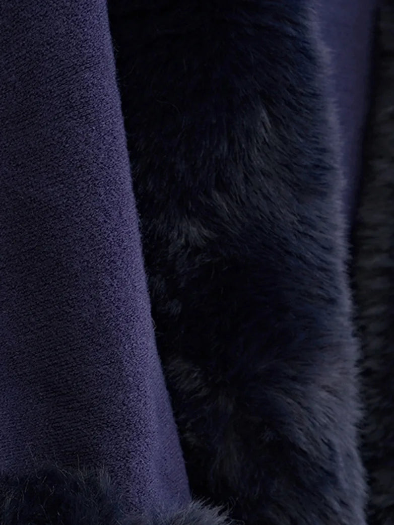 belle poque 1980s Christmas Double-layer Fur Collar Cape