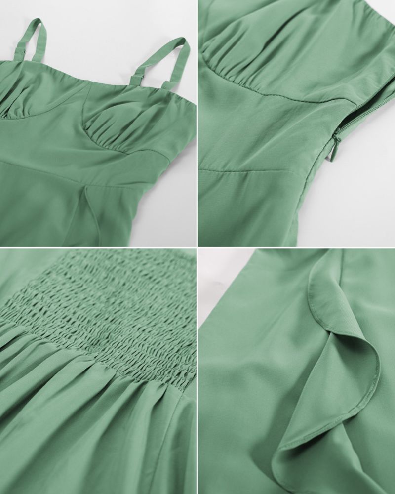 belle poque Sun Slip Dresses for Women Boho Maxi Dresses Casual Spaghetti Ruffle Dress