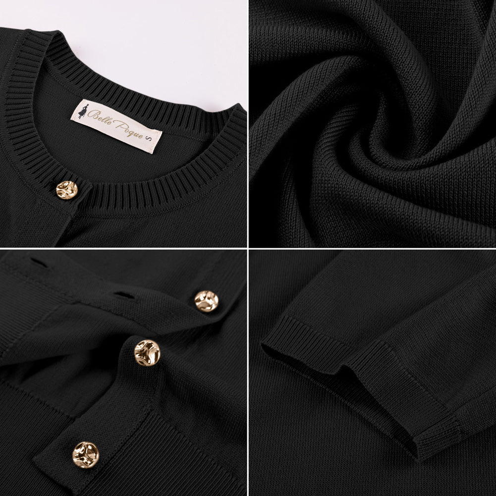 belle poque 2026 Spring Short Sleeve Cardigan Sweater Lightweight Button Up Cardigan
