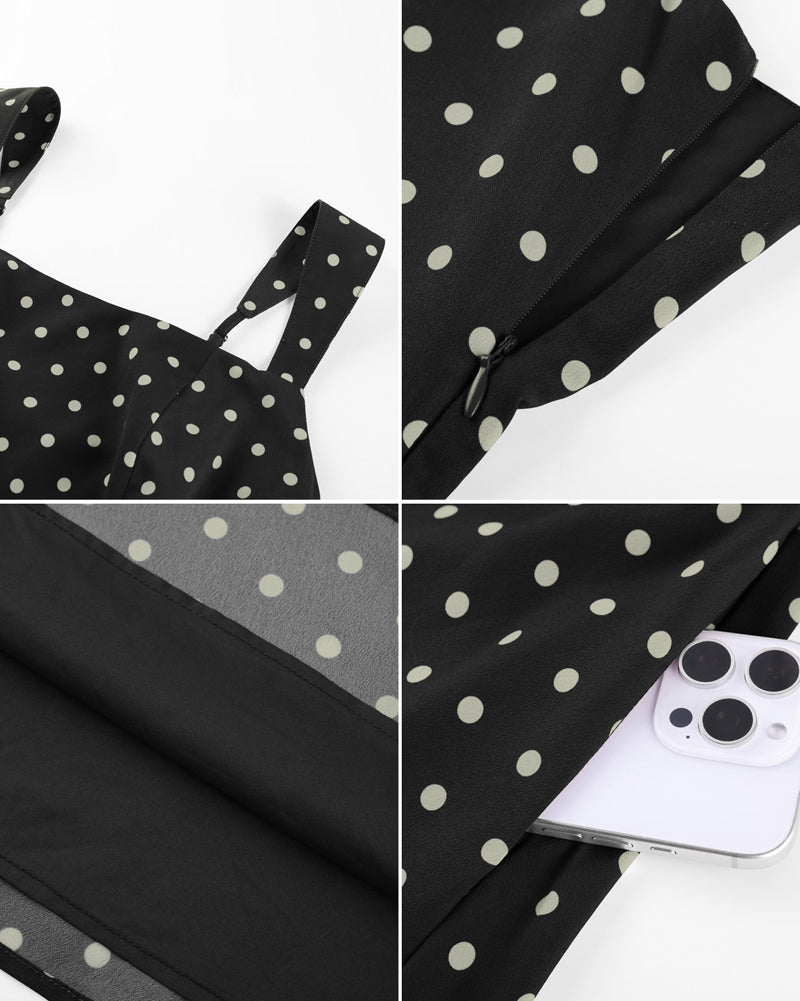 belle poque Women 1950s Vintage Polka-Dots Dress Semi-Formal Mini Dresses