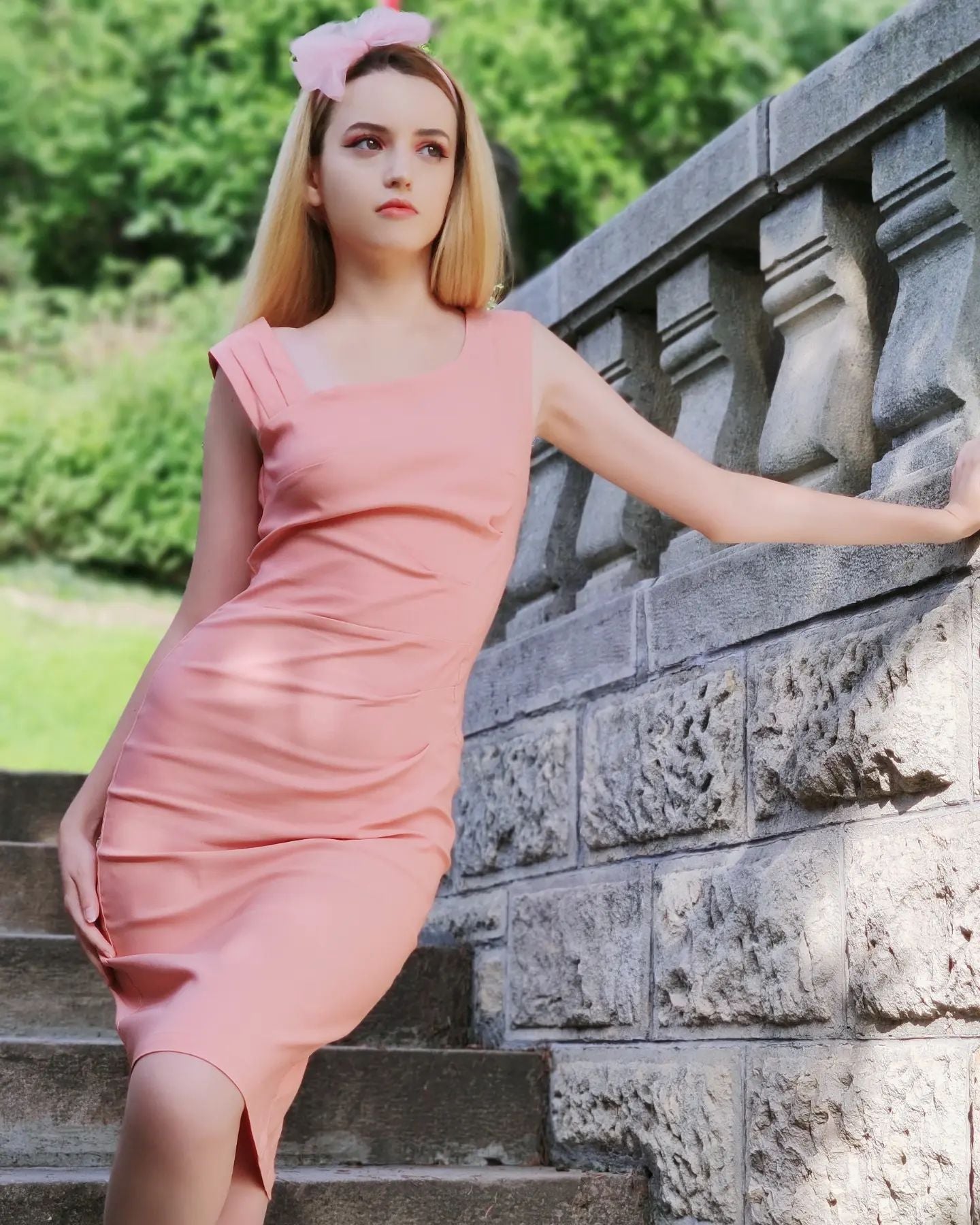 belle poque Vintage Slim Fit Sleeveless Hips-Wrapped Bodycon Dress