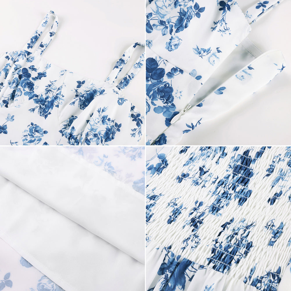 belle poque Long Fairy Dress with Ruffle Trim Empire Waist Dress for Women Summer