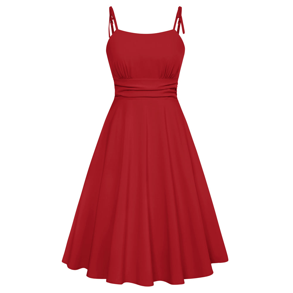 belle poque 2026 Summer Dresses for Women Midi Sun Dress Cute Date Casual Dress with Pockets Red