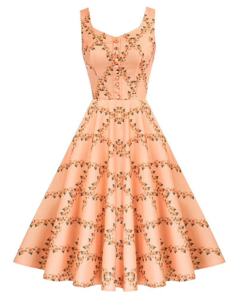 belle poque 1950s Retro Vintage Sleeveless Homecoming Dresses Cocktail Party Orange