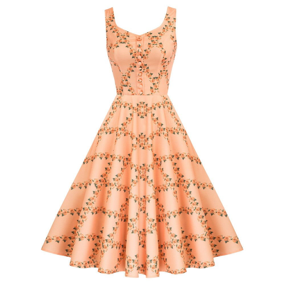belle poque 1950s Retro Vintage Sleeveless Homecoming Dresses Cocktail Party Orange