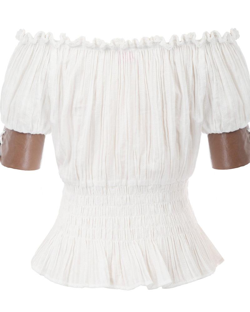 belle poque Steampunk Victorian Half Sleeve Boho Off Shoulder Pirate Tops