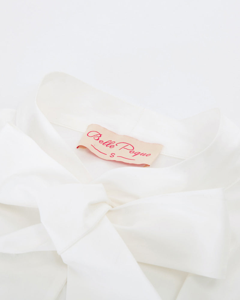 belle poque Summer Short Sleeve Office Button Down Blouse Stripe Shirt Tops with Bow Tie