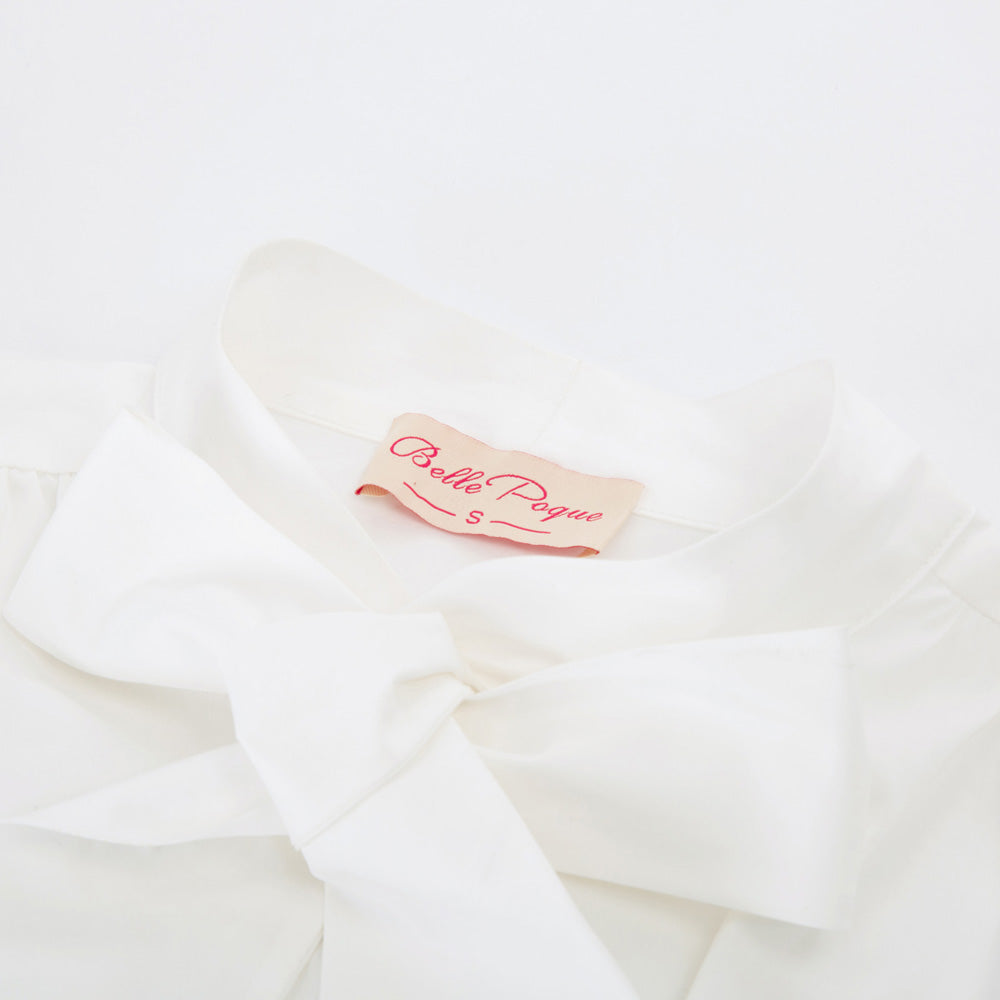 belle poque Summer Short Sleeve Office Button Down Blouse Stripe Shirt Tops with Bow Tie