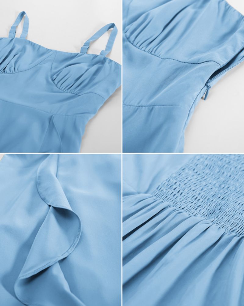 belle poque Sun Slip Dresses for Women Boho Maxi Dresses Casual Spaghetti Ruffle Dress