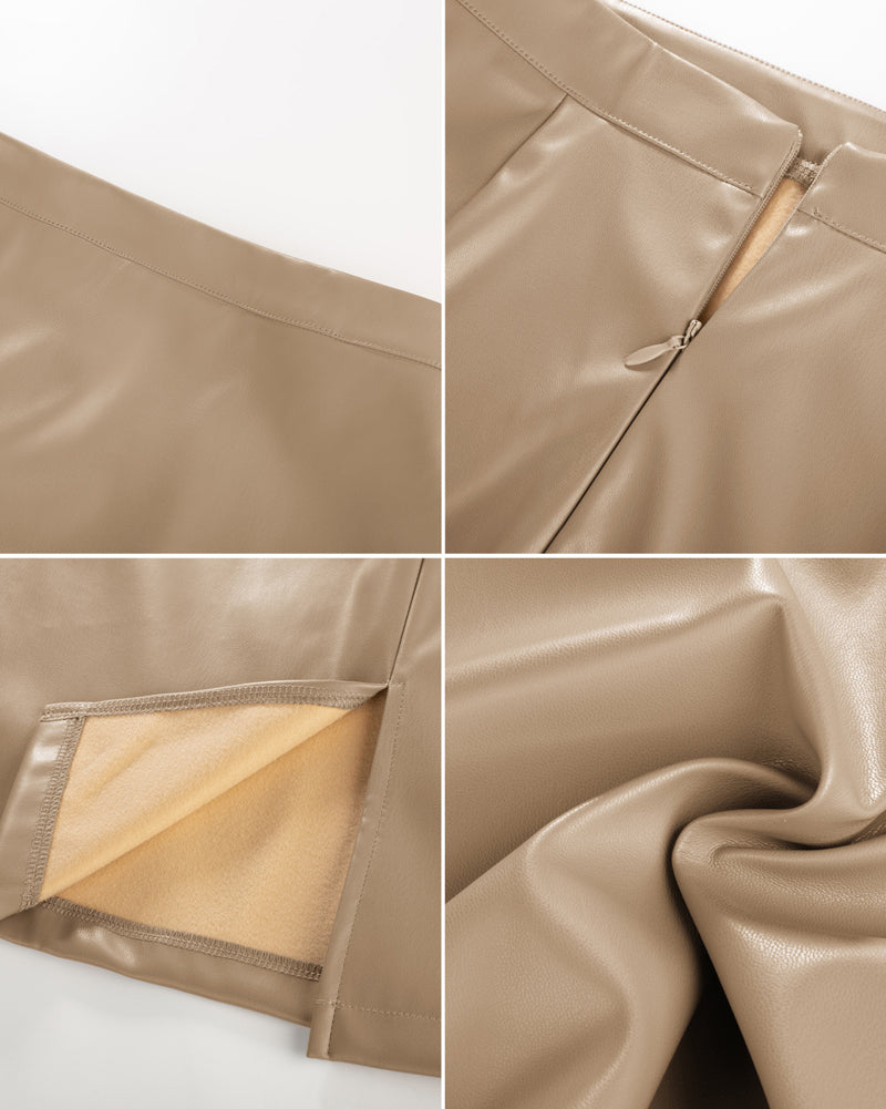 belle poque Midi Leather Skirt for Women High Waist Bodycon Pencil Skirts Work Outfits
