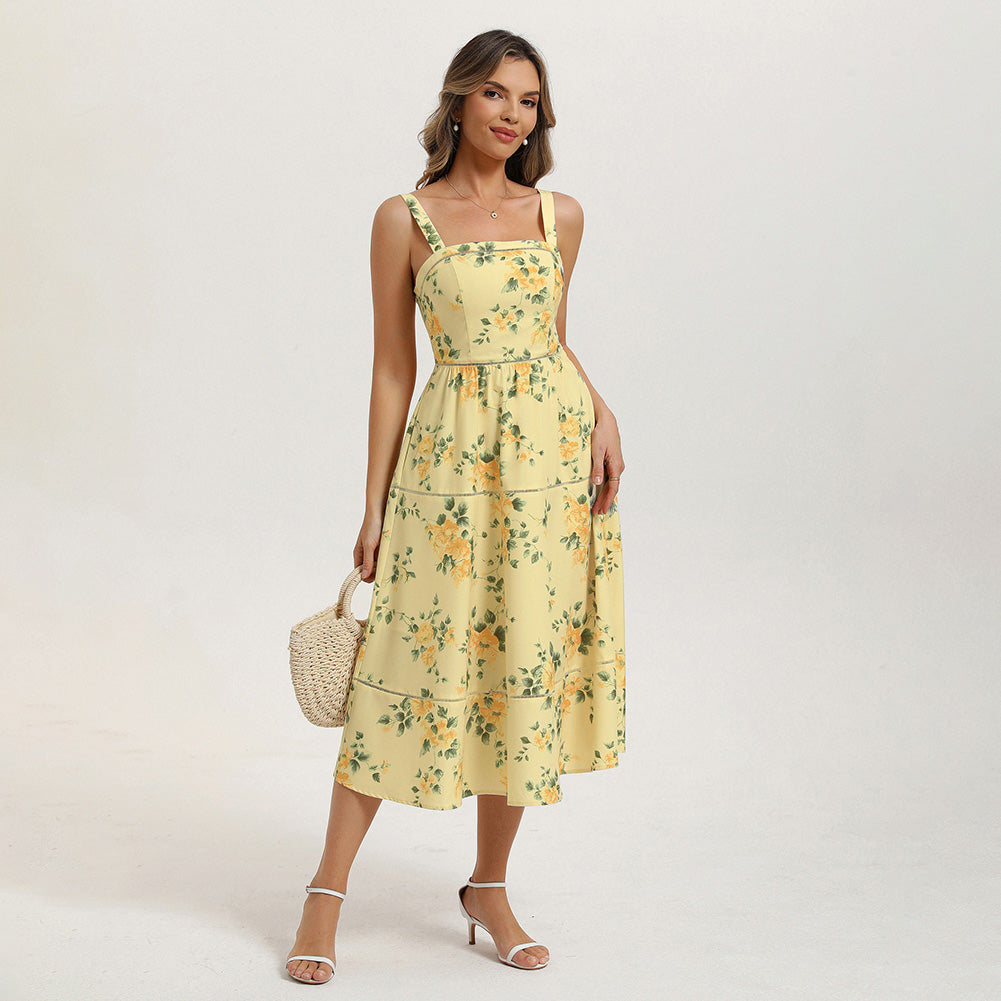 belle poque 2026 Milkmaid Dress Women Vintage Midi Tea Garden Party Sundresses with Pockets